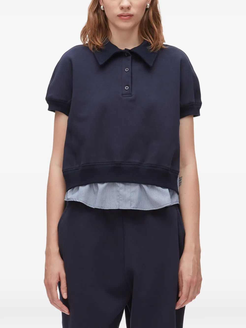 3.1 Phillip Lim striped panelled polo top - Blu