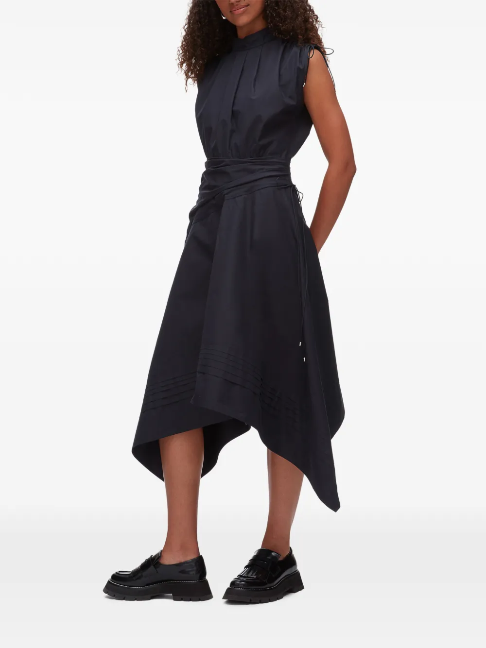 3.1 Phillip Lim Asymmetrische jurk met gestrikte taille Blauw
