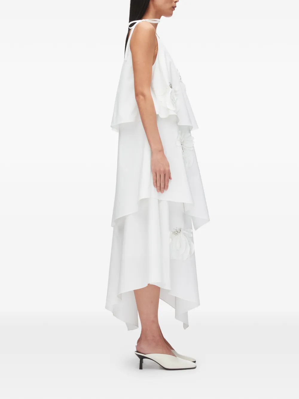 3.1 Phillip Lim Gelaagde midi-jurk met applicatie Wit