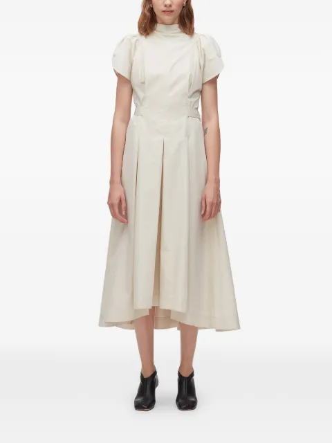 3.1 Phillip Lim Vestido midi com prega e mangas bufantes