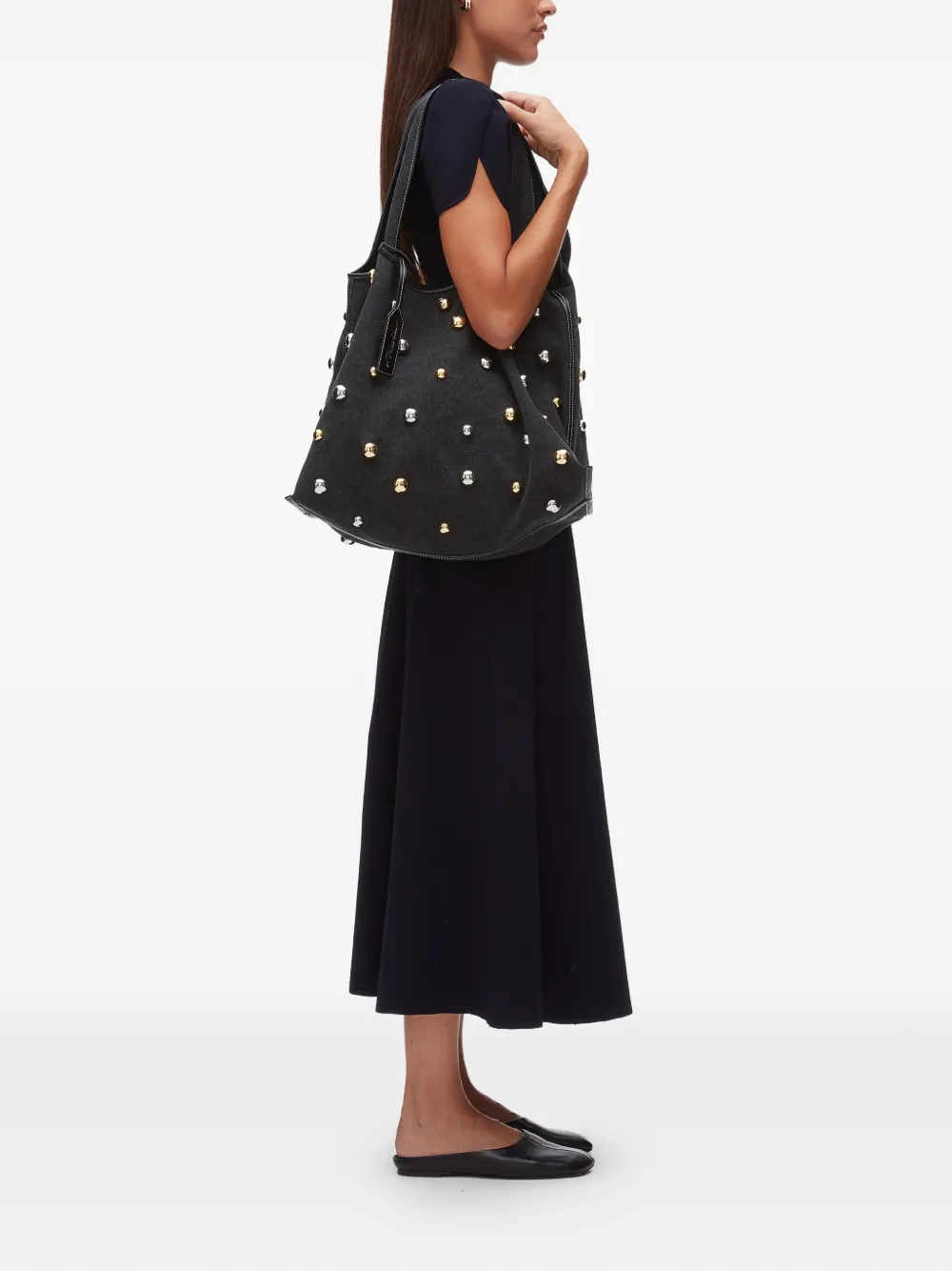 3.1 Phillip Lim Dome shopper met studs Zwart