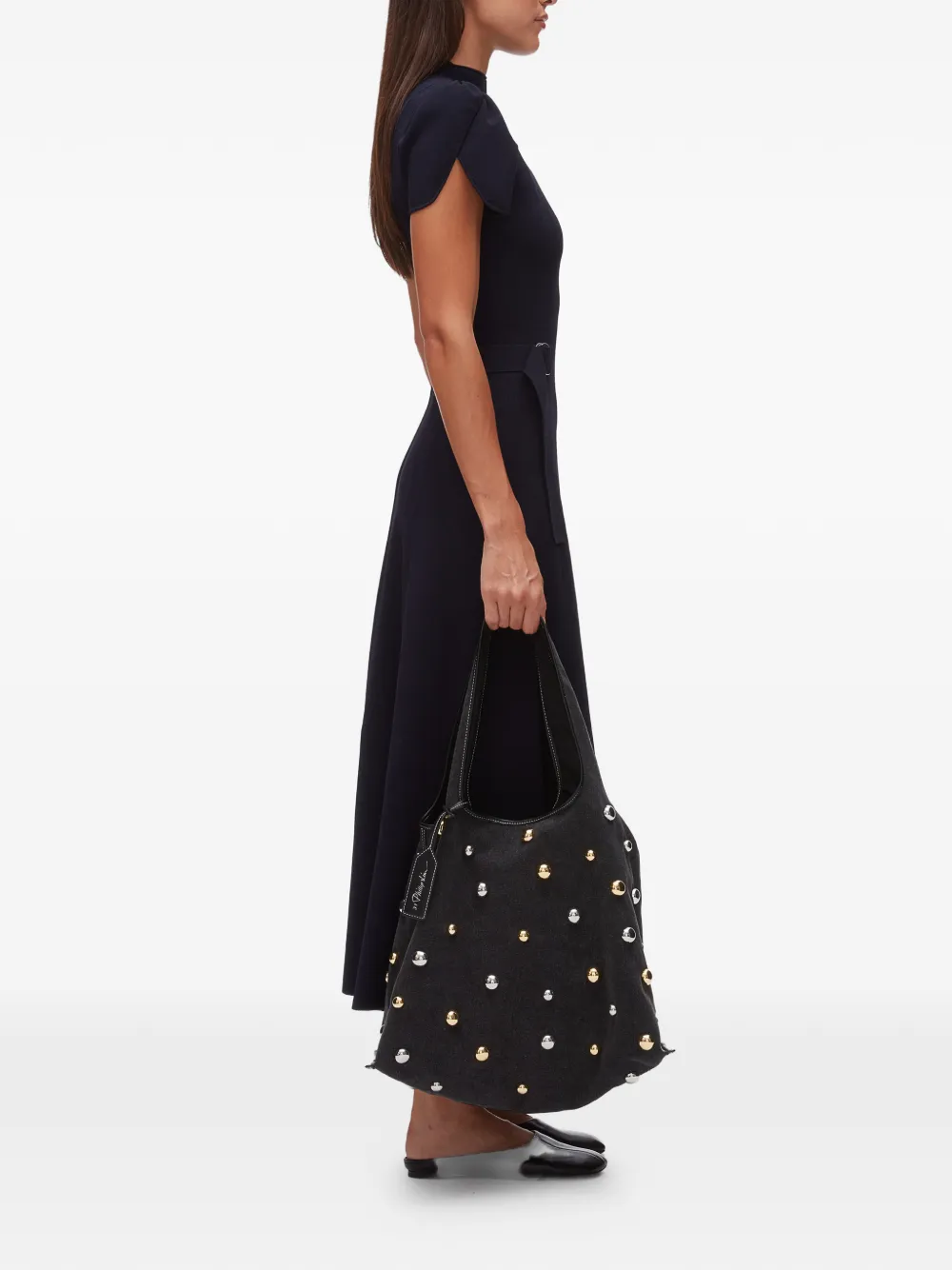 3.1 Phillip Lim Dome shopper met studs Zwart