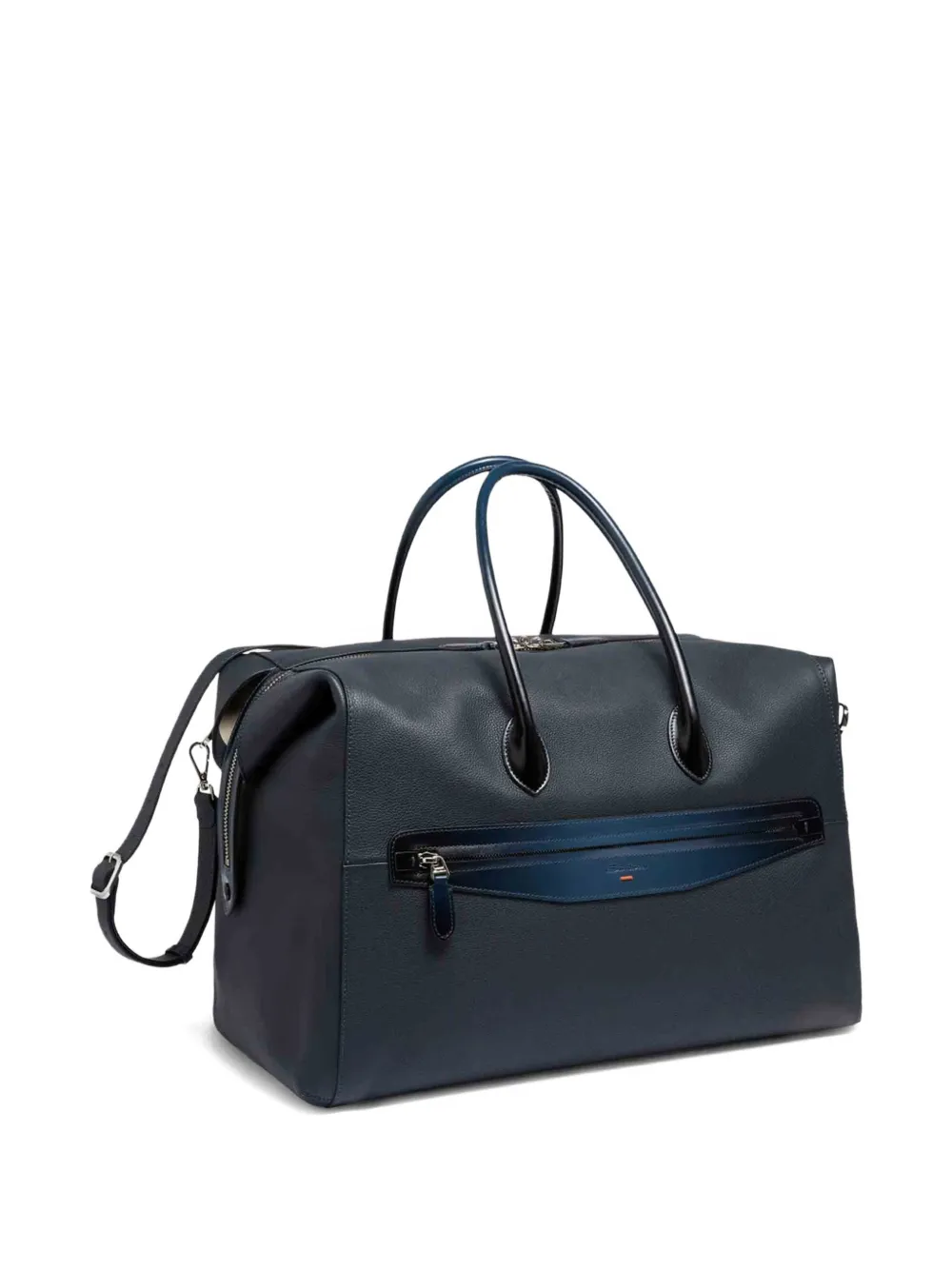 Santoni Leren reistas met dubbele rits Blauw