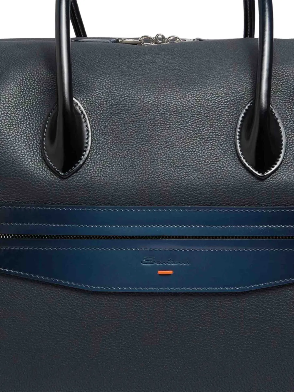 Santoni Leren reistas met dubbele rits Blauw