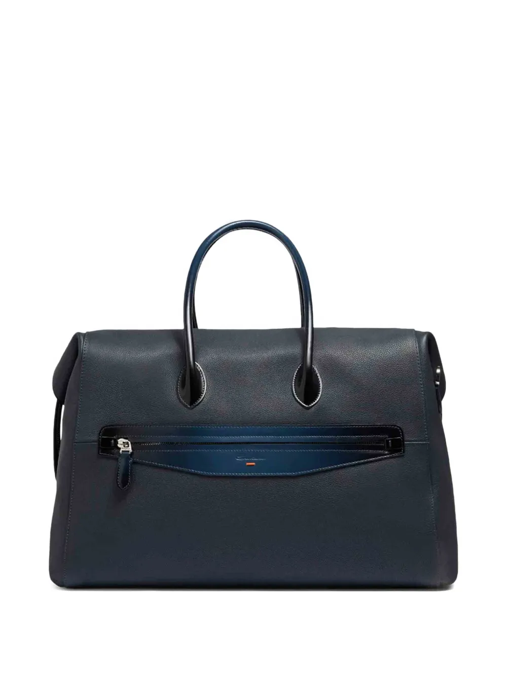 Santoni double-zip leather travel bag - Blu