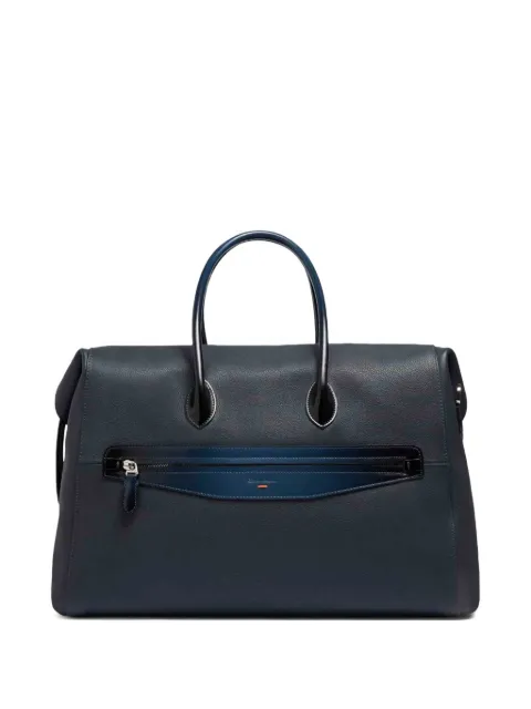 Santoni double-zip leather travel bag