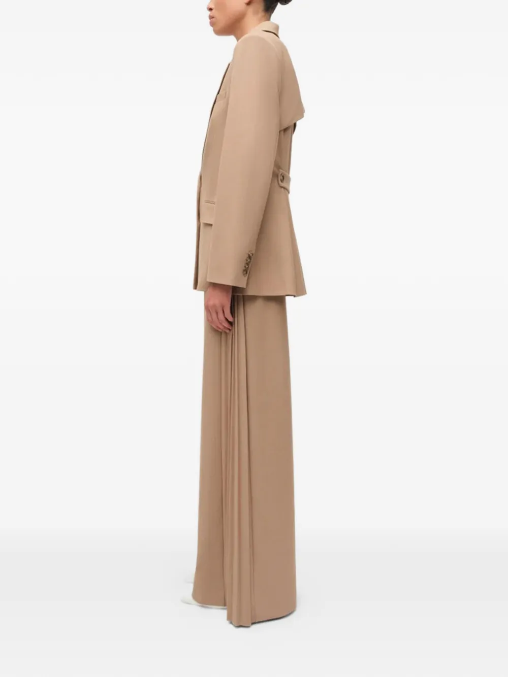  Simkhai Notched Collar Pleated Blazer - Brown 