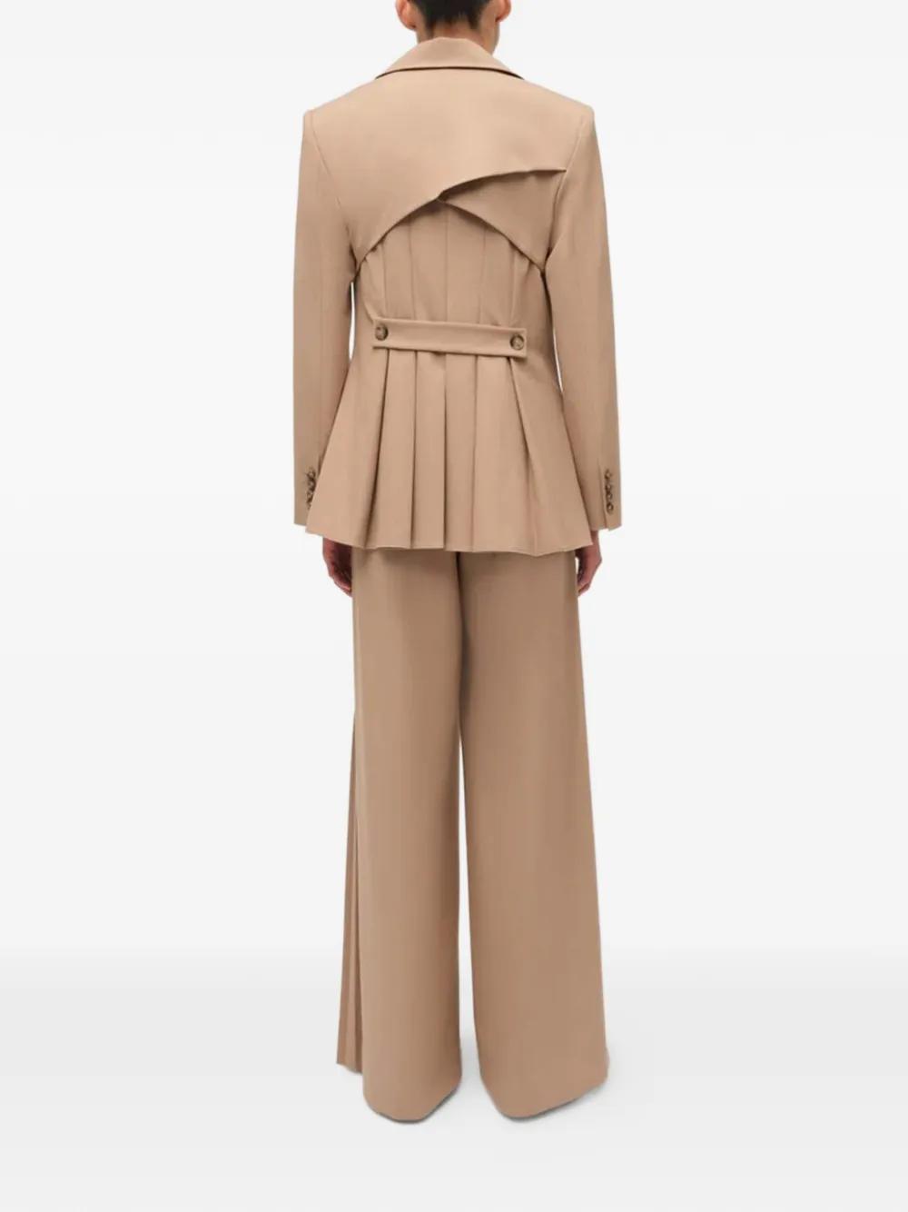 SIMKHAI Geplooide blazer met gekerfde kraag Bruin