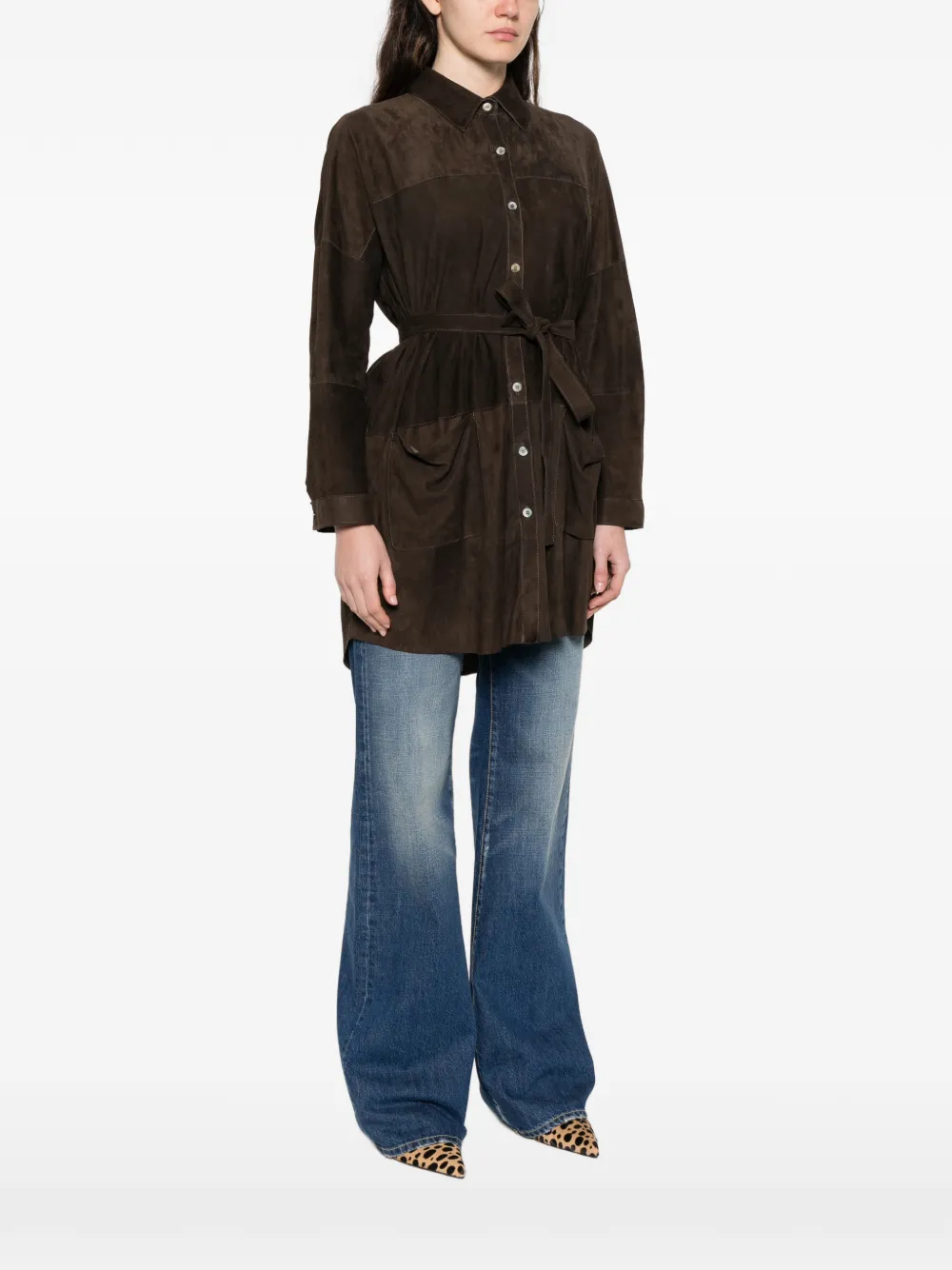  Giorgio Brato Patch-pockets Long Shirt - Brown 