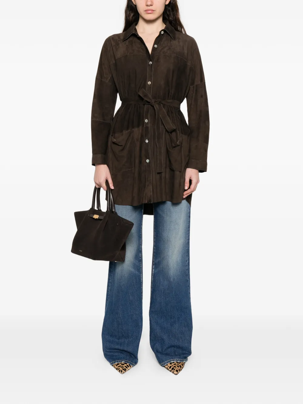  Giorgio Brato Patch-pockets Long Shirt - Brown 
