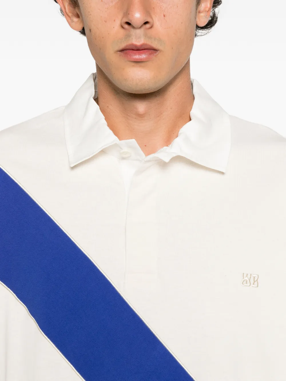 Wales Bonner Prism diagonal-stripe polo shirt Beige