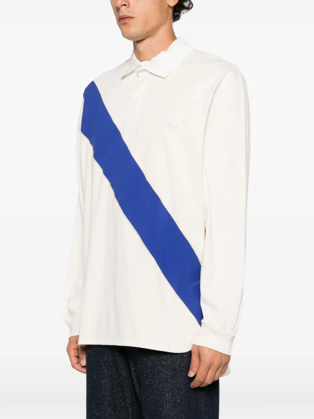 Wales Bonner Prism diagonal-stripe polo shirt Beige