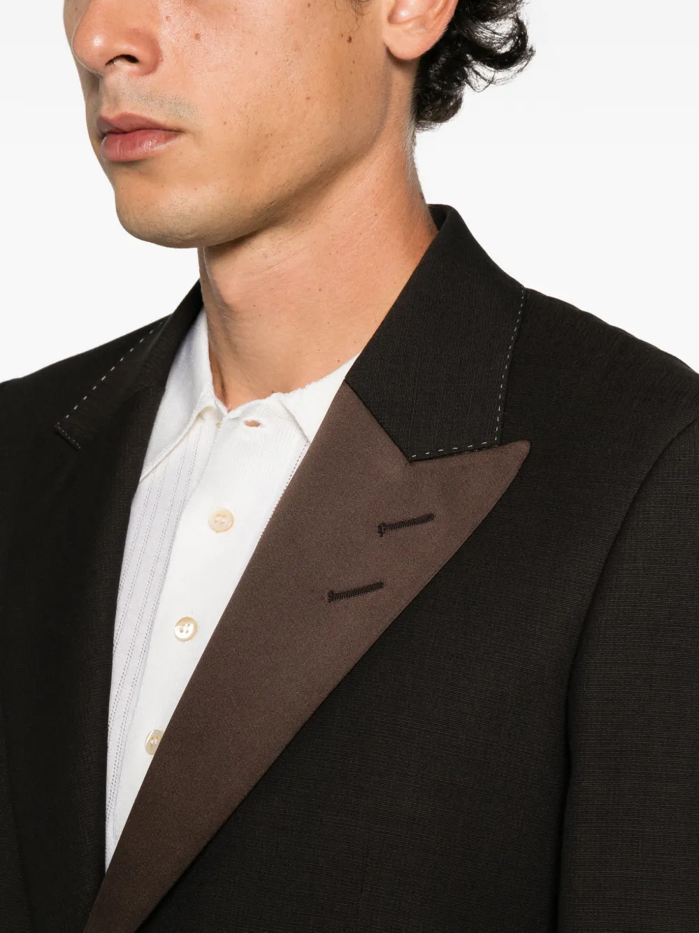 Wales Bonner Alto Crespo wool satin blazer Zwart