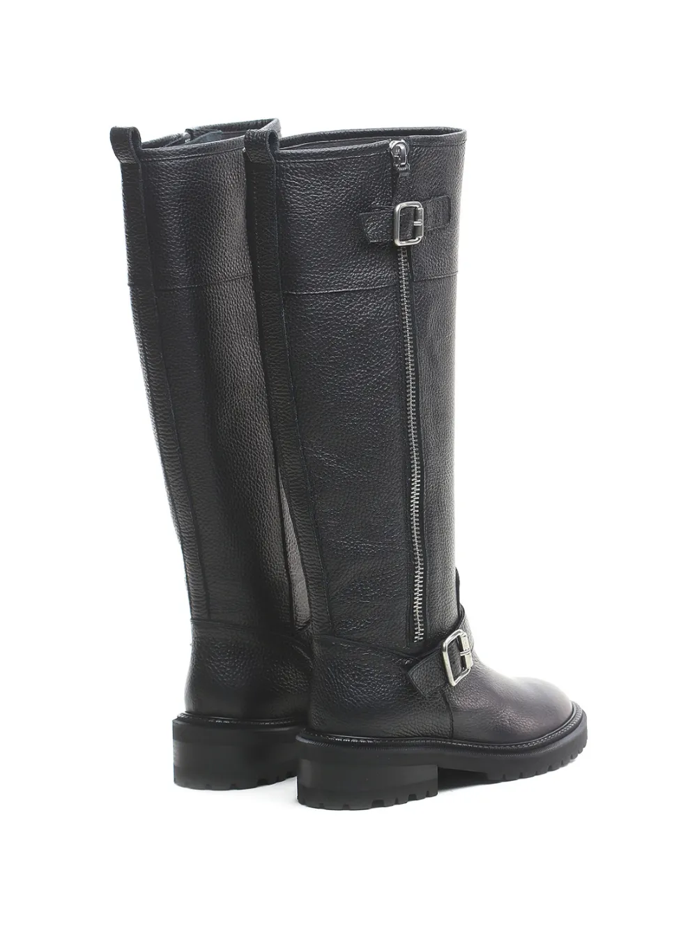 Via Roma 15 Leren laarzen met rits en gesp Zwart
