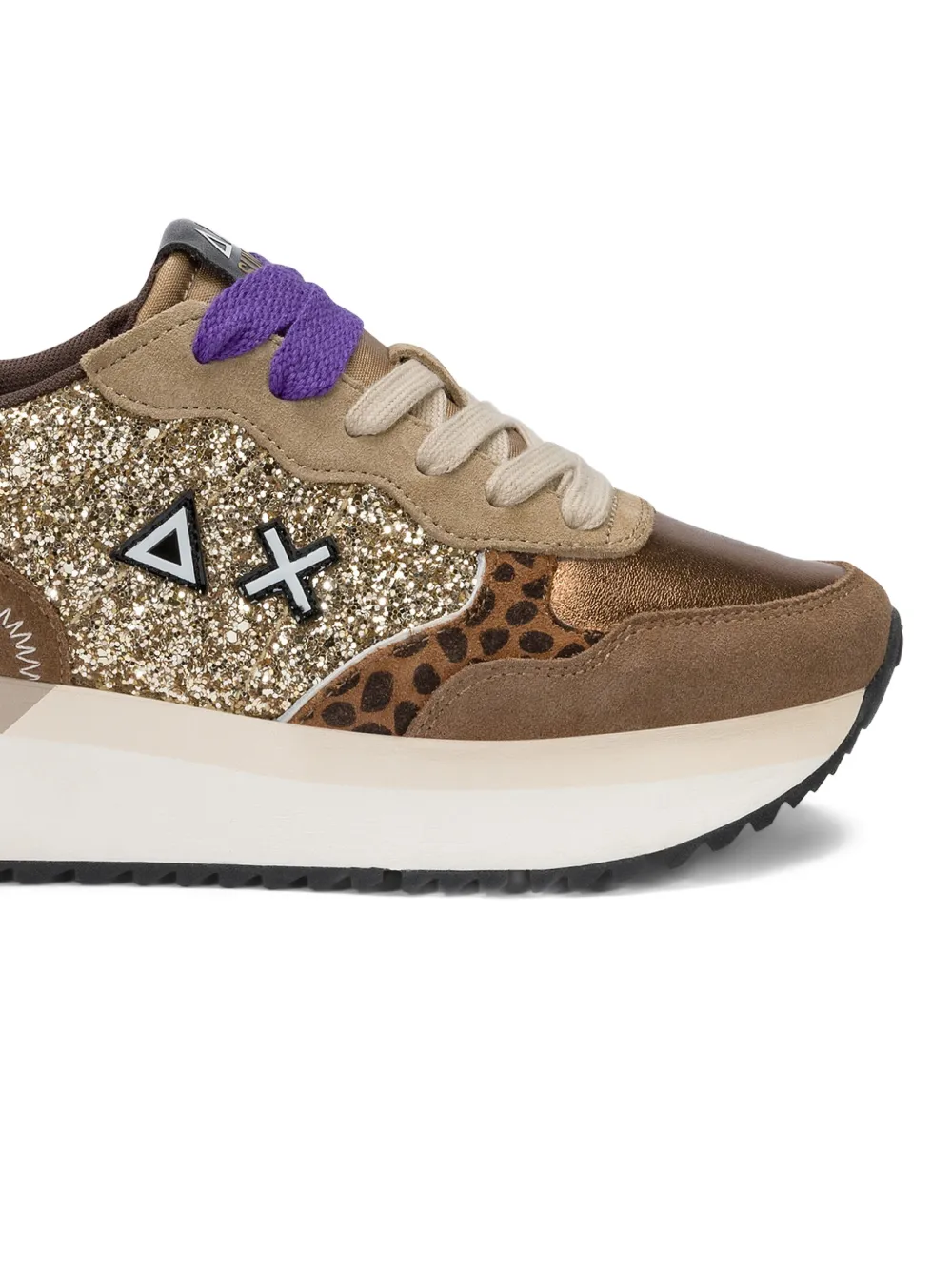 Sun68 Big Ally sneakers met luipaardprint en glitters Bruin
