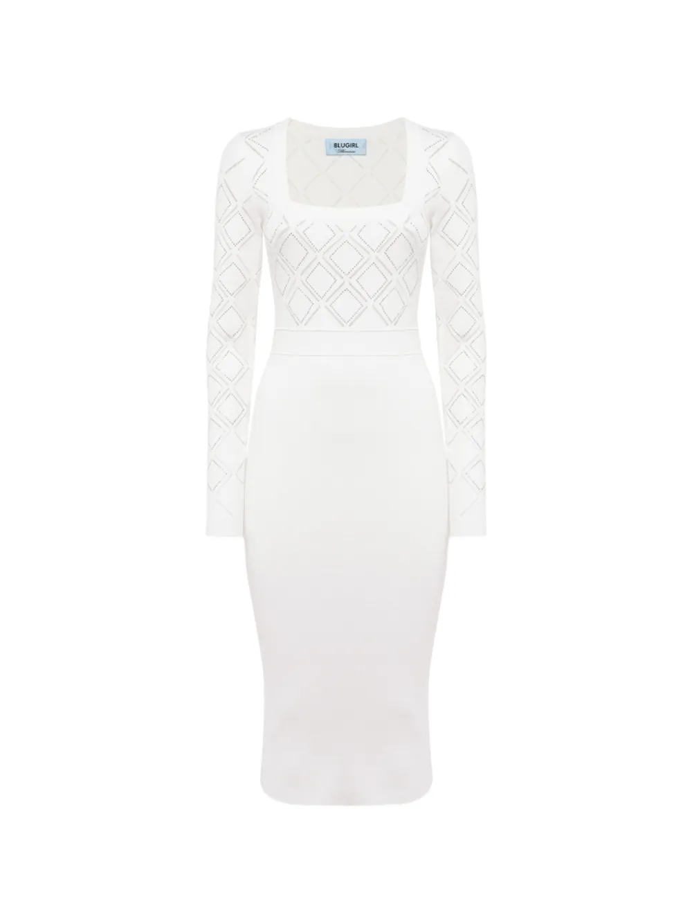 Blugirl diamond-weave square-neck dress - Bianco