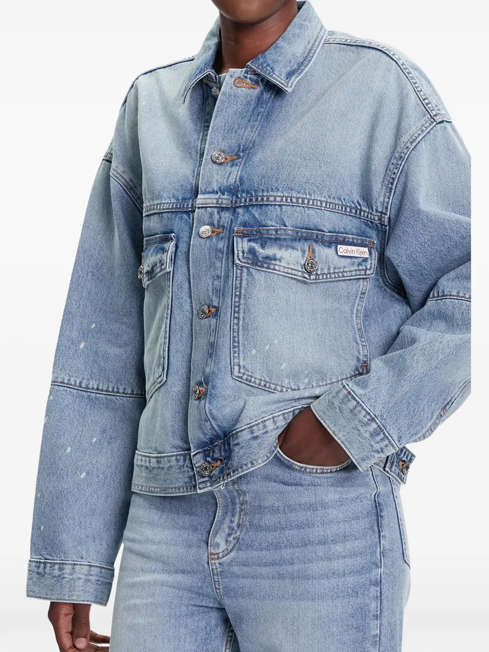  Calvin Klein Buttoned Light Denim Jacket - Blue 
