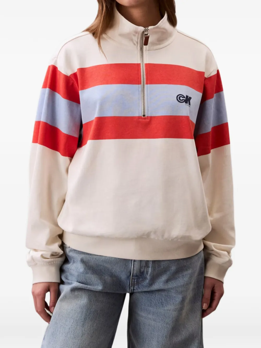 Calvin Klein striped zip sweatshirt - Toni neutri