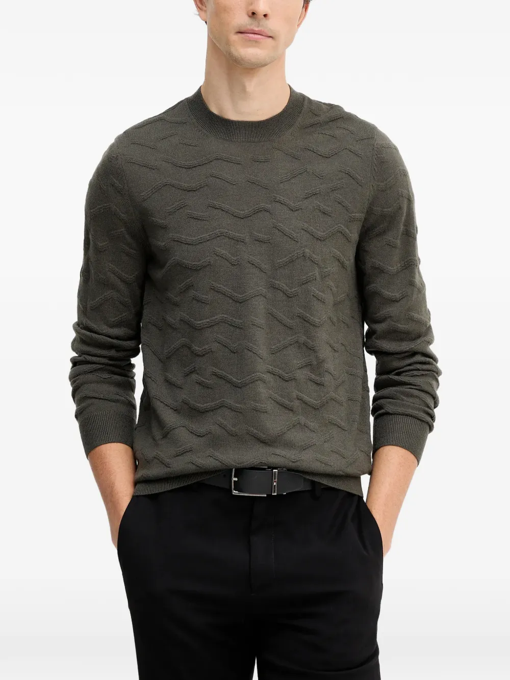 Armani Exchange patterned crew-neck sweater - Marrone