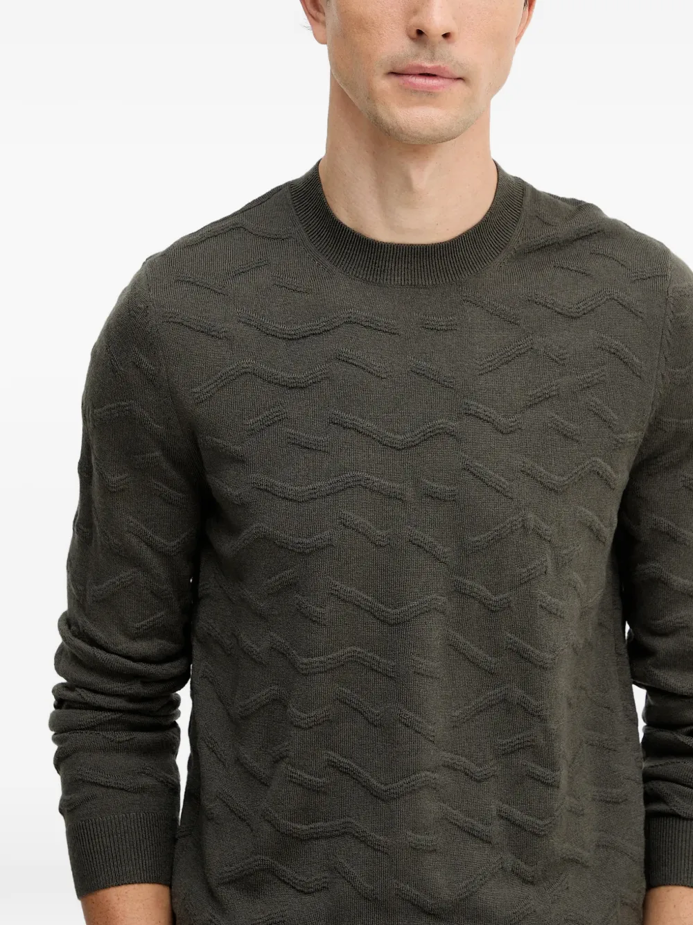 Armani Exchange Trui met patroon en ronde hals Bruin