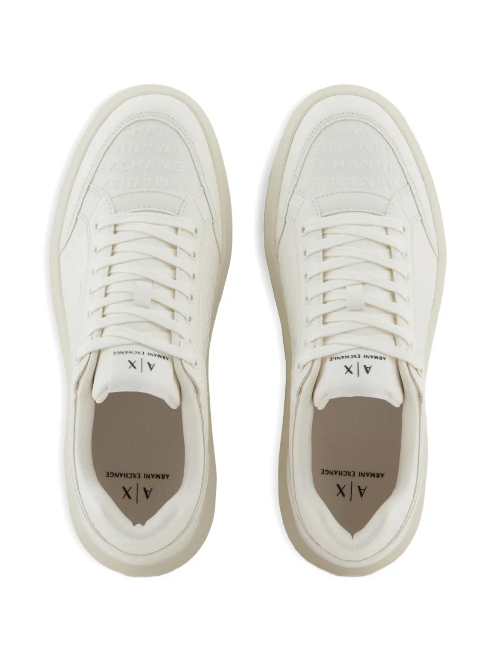 Armani Exchange embossed trainers Beige
