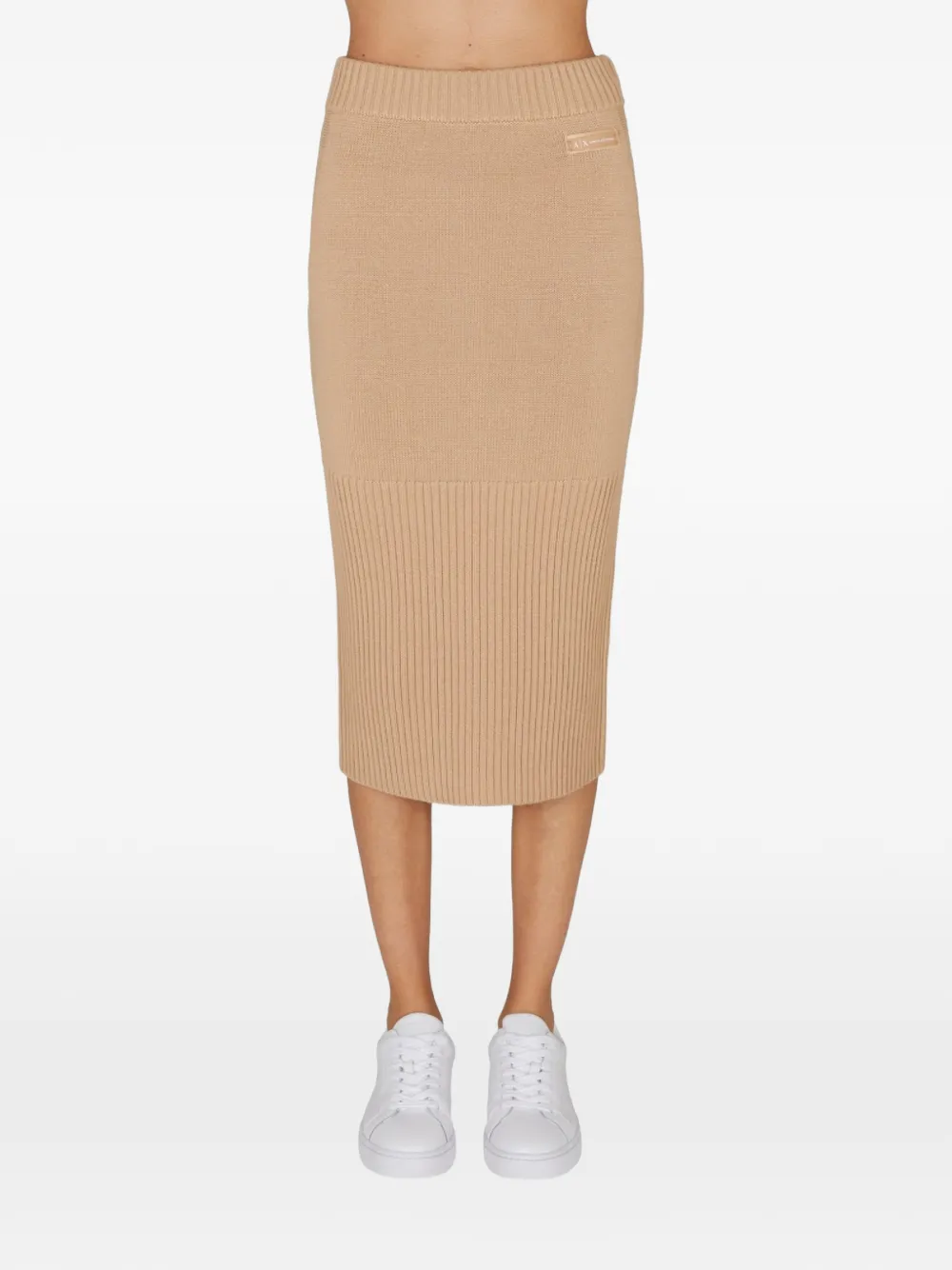  Armani Exchange Ribbed Midi Skirt - Neutrals 