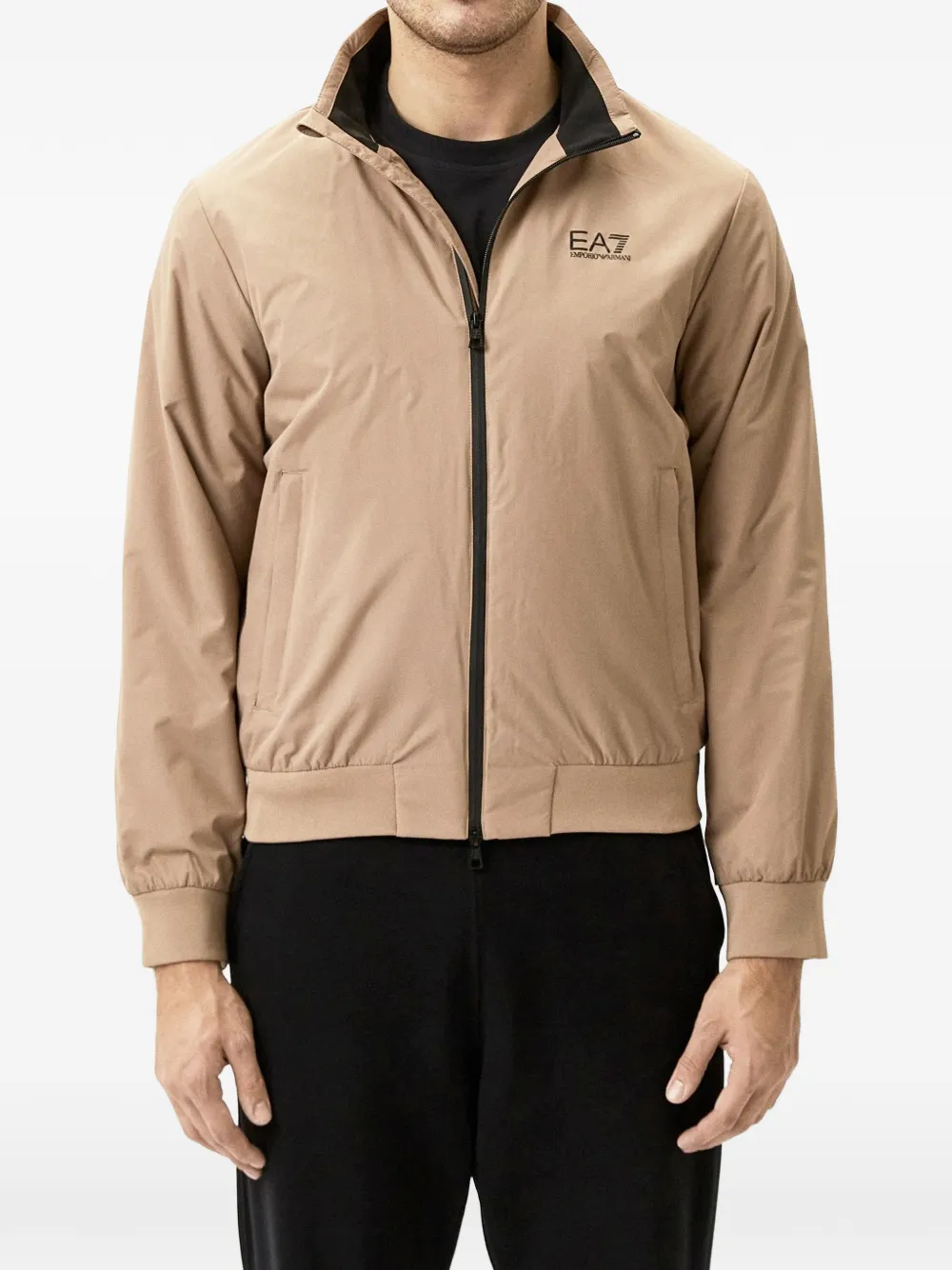 Ea7 Emporio Armani zip-up logo-detail jacket - Toni neutri