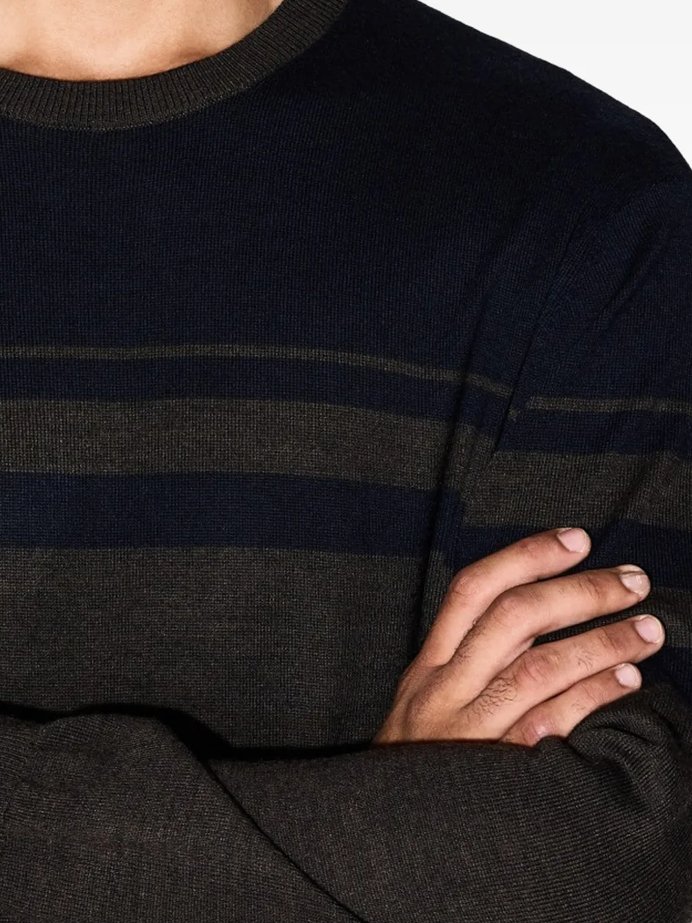  Armani Exchange Striped Crew-neck Sweater - Brown 