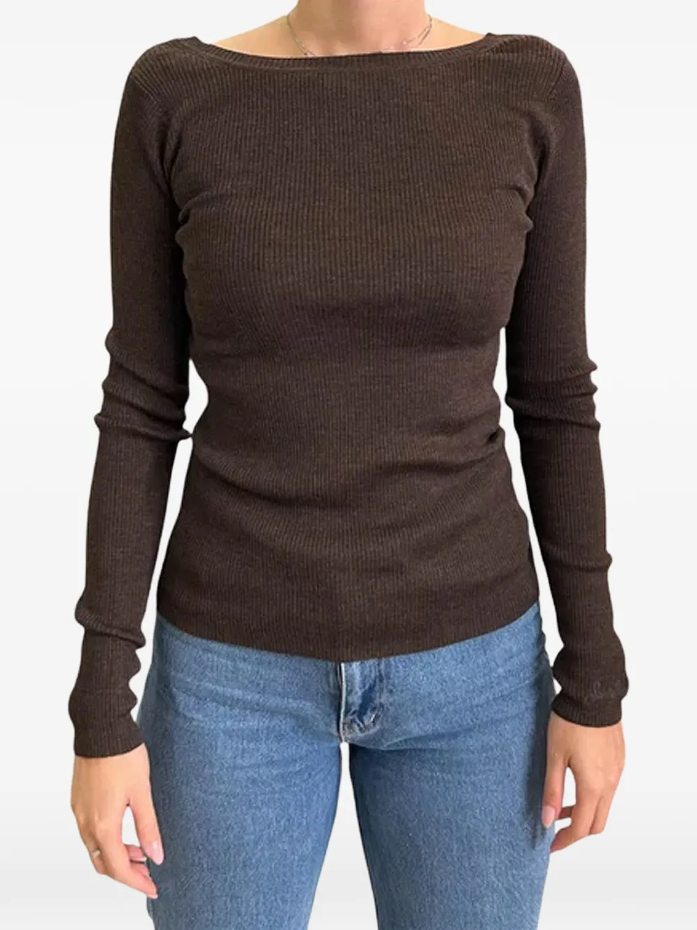 MC2 Saint Barth ribbed boat-neck sweater - Marrone