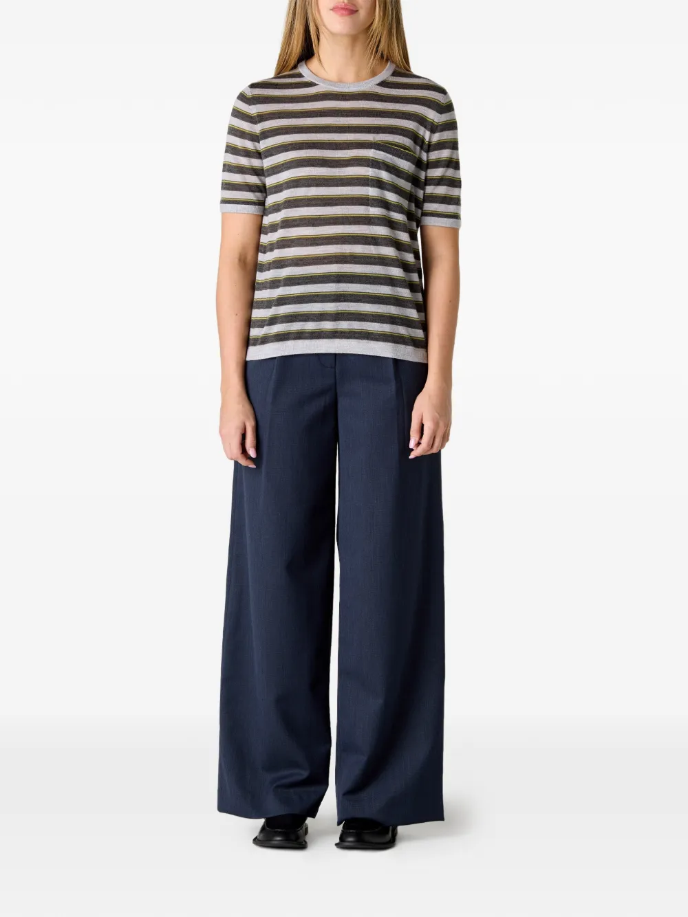  Twp Striped True Crewneck T-shirt - Grey 