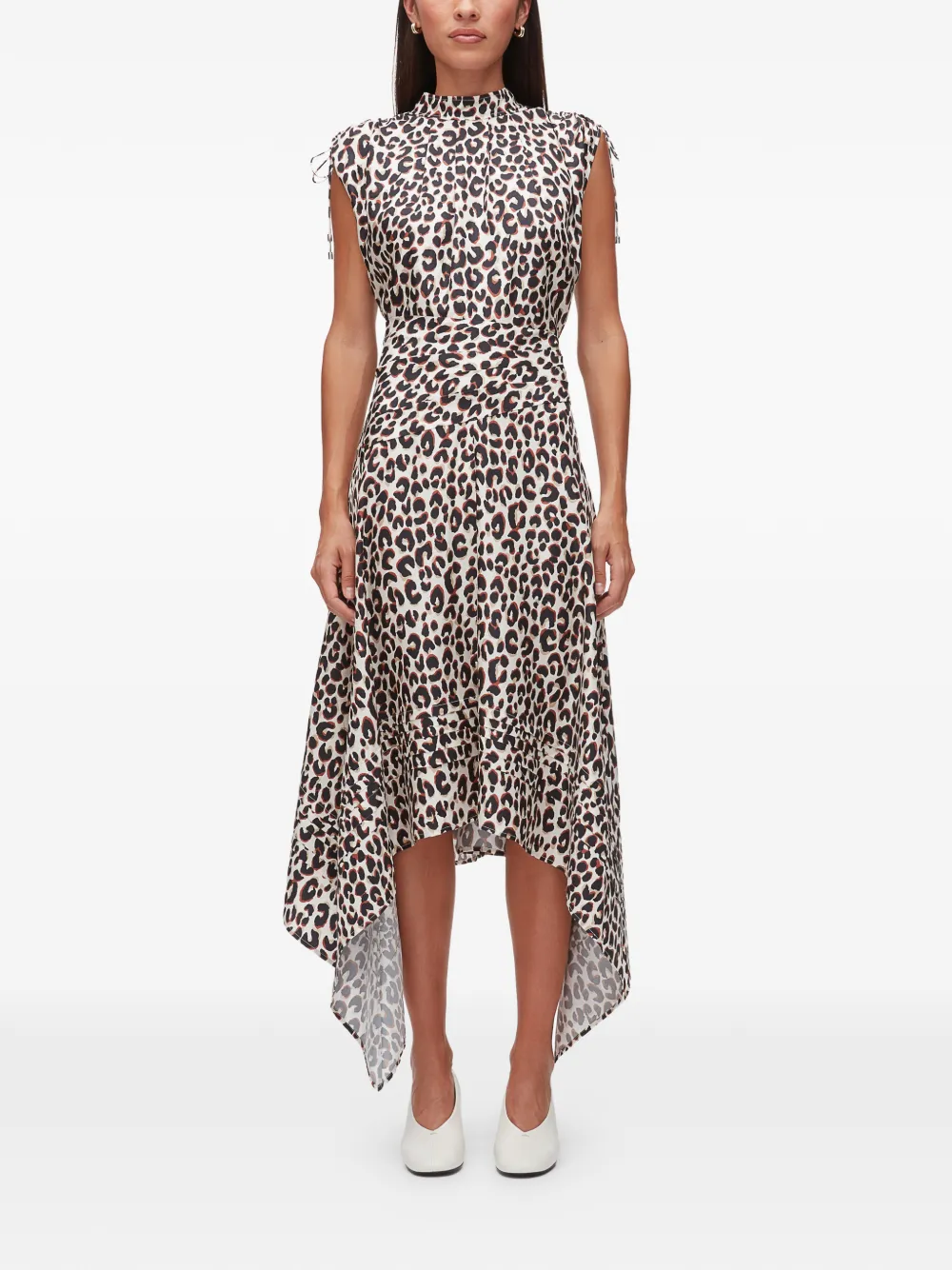 3.1 Phillip Lim leopard-print ruched silk dress - Toni neutri