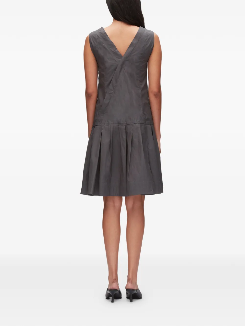 3.1 Phillip Lim Katoenen mini-jurk met plooien en bloemen Grijs