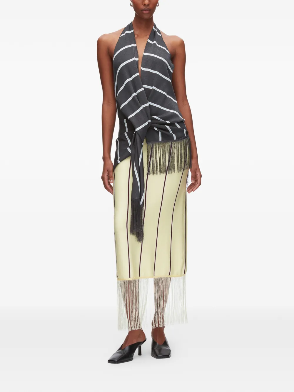 3.1 Phillip Lim Gestreepte top met franje Grijs
