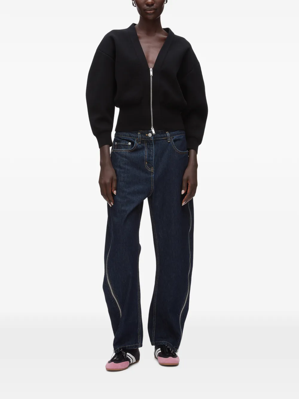 3.1 Phillip Lim Vest met V-hals en rits Zwart