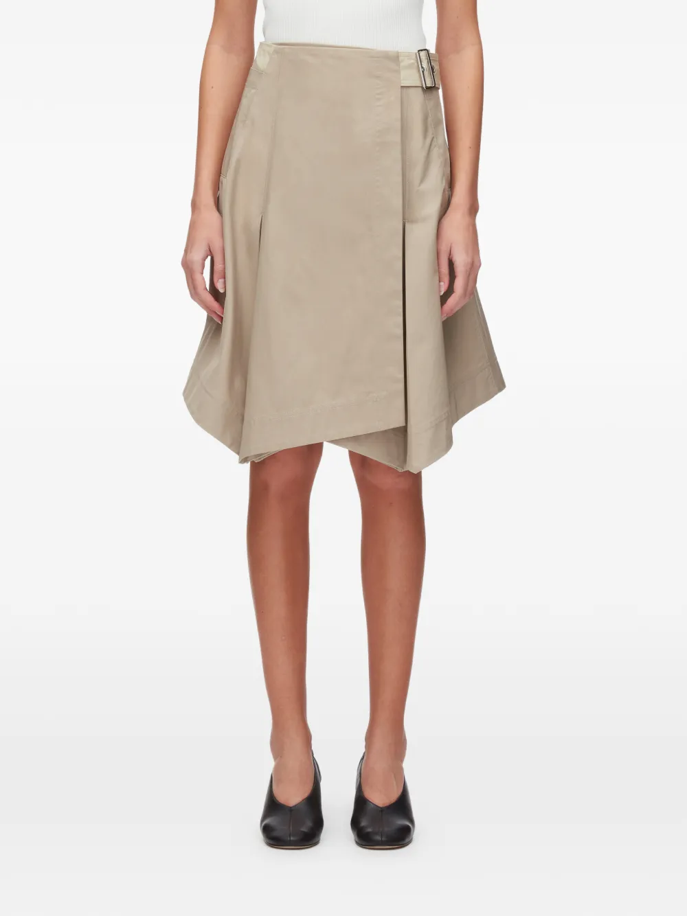 3.1 Phillip Lim Midi-plooirok met ceintuur Beige