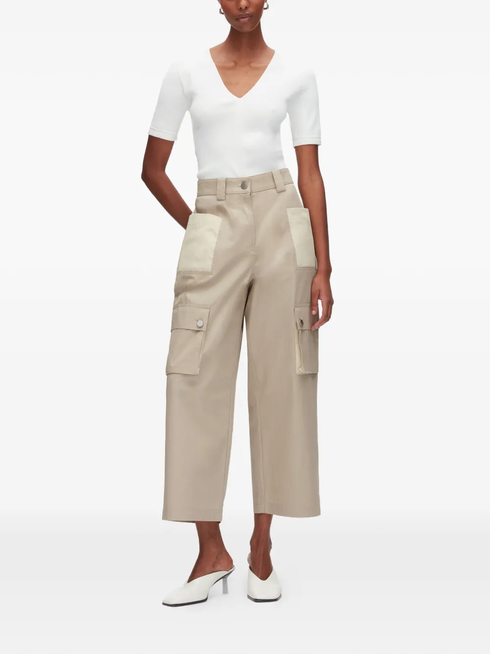 3.1 Phillip Lim Broek met opgestikte zak Beige