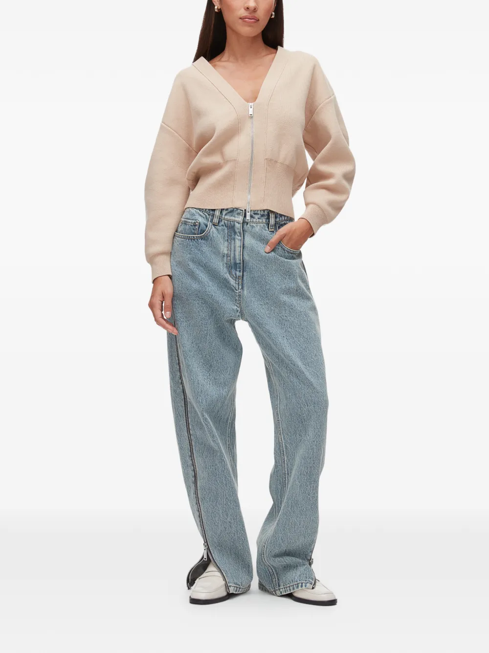 3.1 Phillip Lim Vest met V-hals en rits Beige