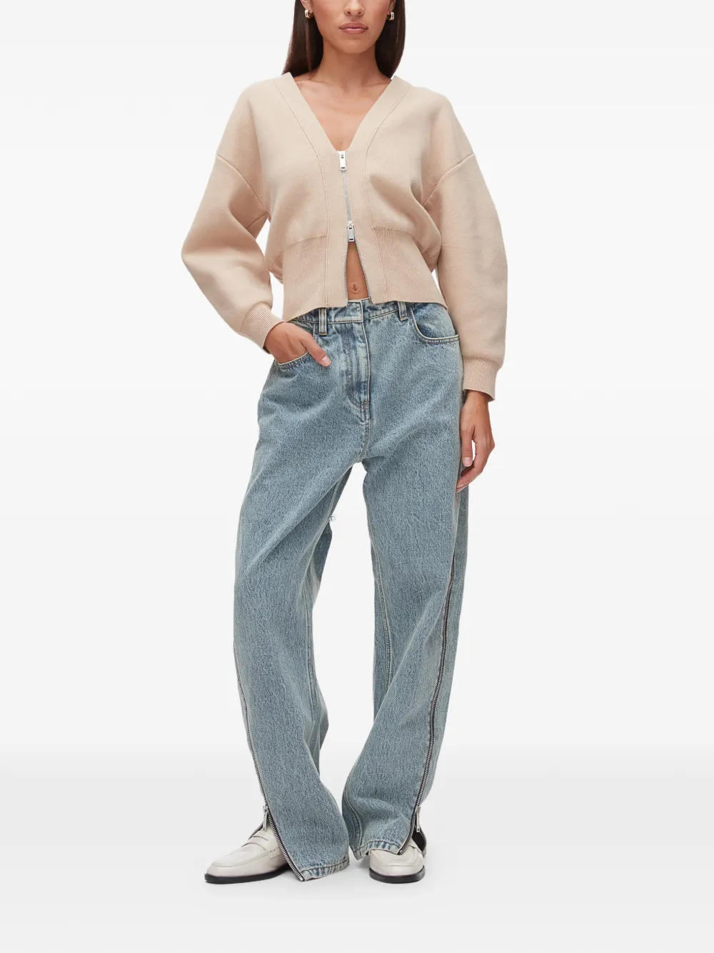 3.1 Phillip Lim Vest met V-hals en rits Beige