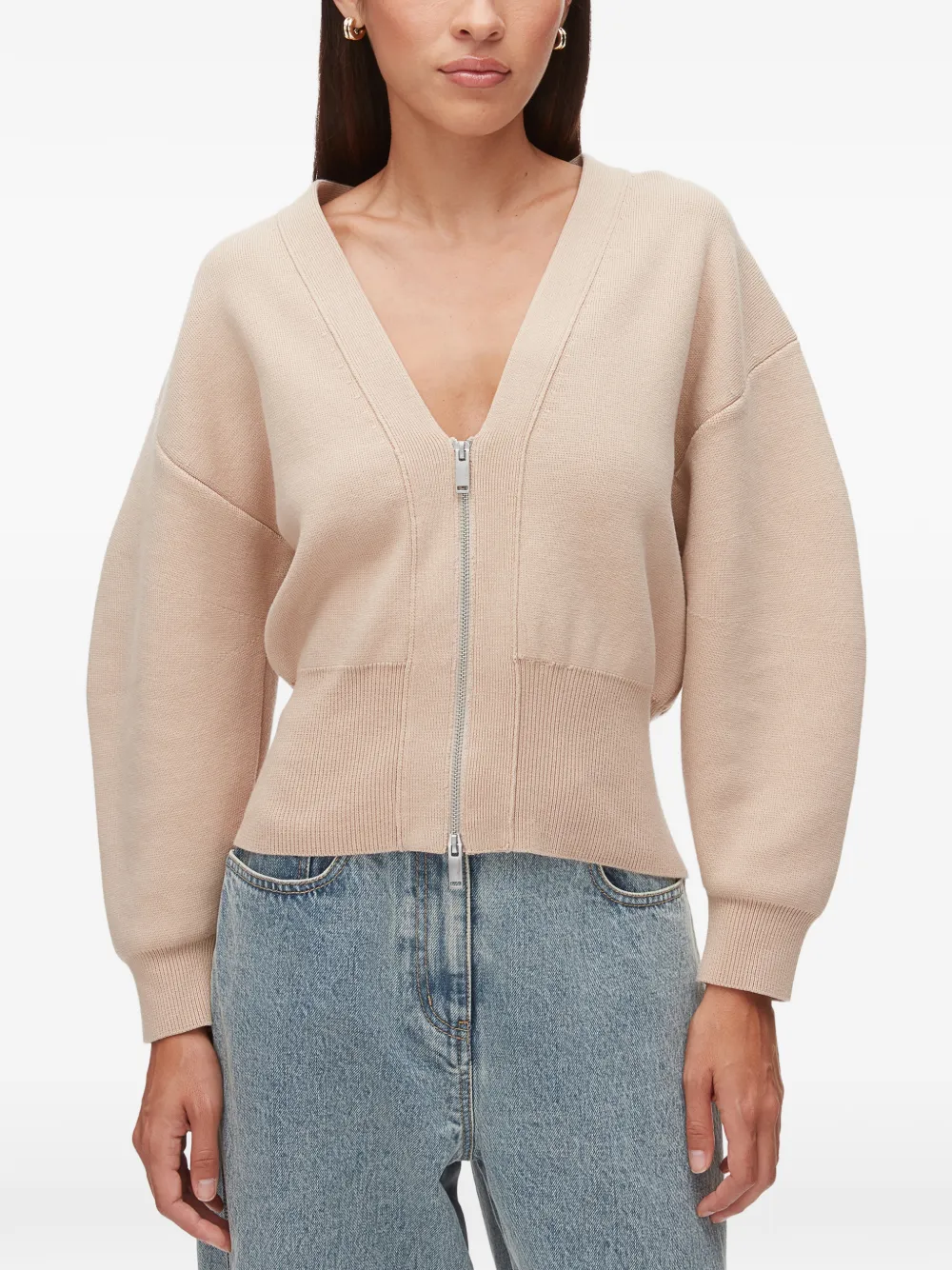 3.1 Phillip Lim Vest met V-hals en rits Beige