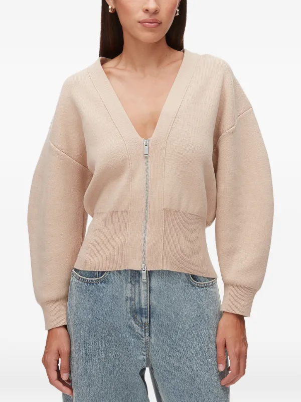 3.1 Phillip Lim V-neck zip-up Cardigan | Neutrals | FARFETCH