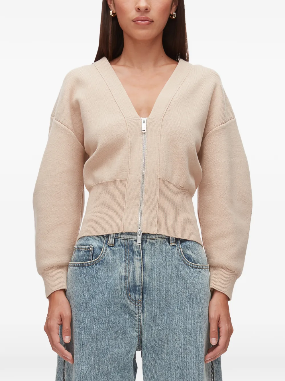 3.1 Phillip Lim Vest met V-hals en rits Beige