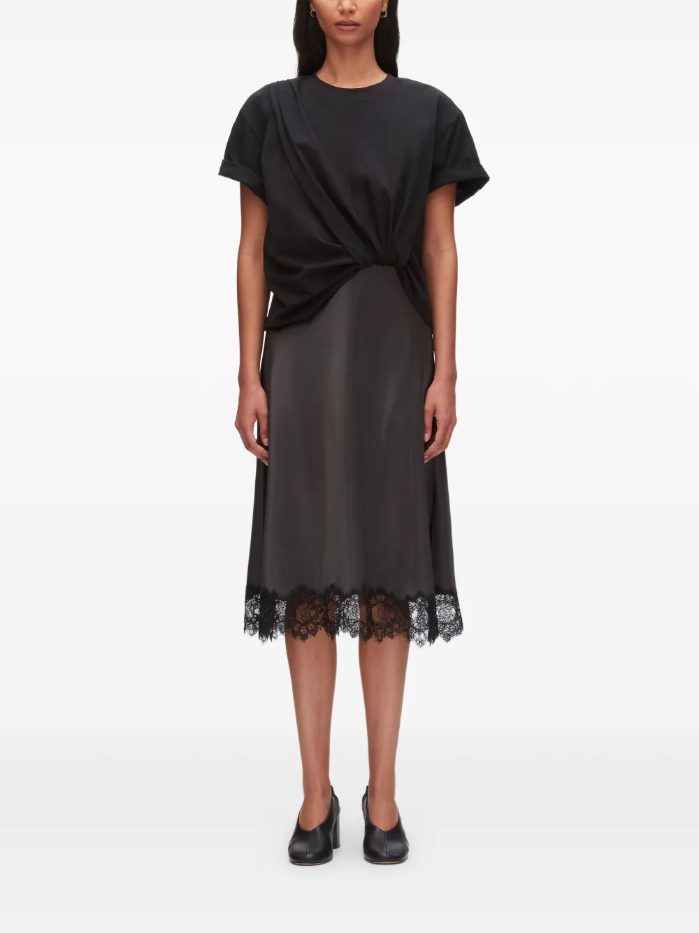 3.1 Phillip Lim Midi-jurk met geknoopte afwerking Zwart