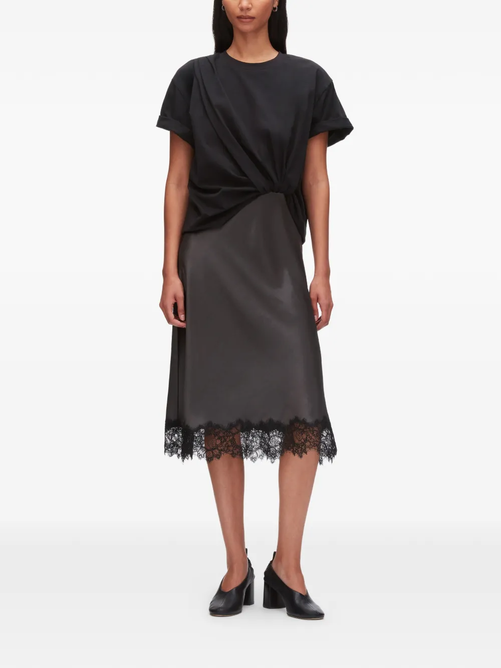 3.1 Phillip Lim Midi-jurk met geknoopte afwerking Zwart