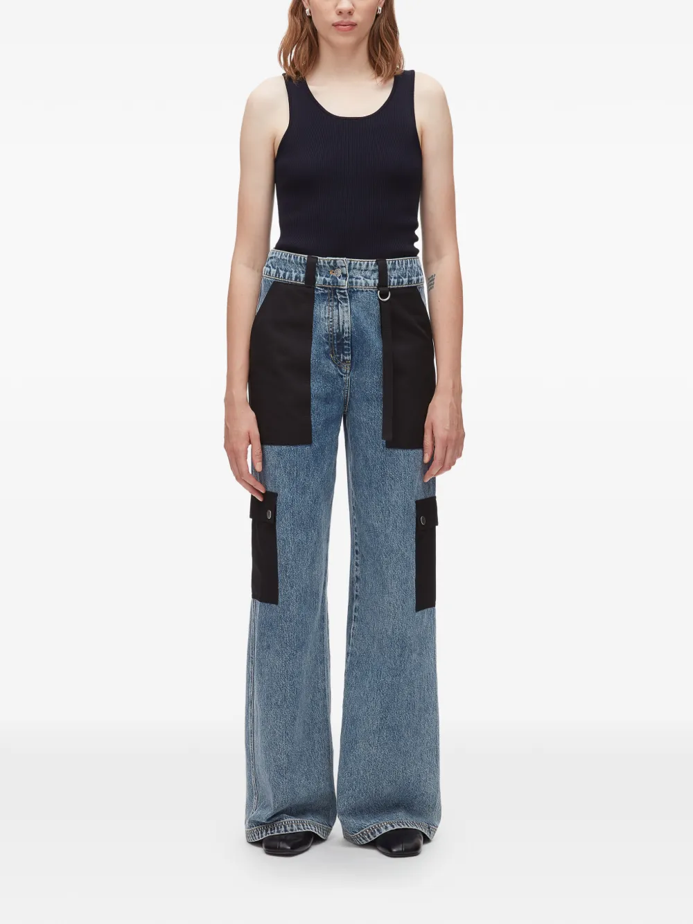 3.1 Phillip Lim Jeans met vlakken Blauw
