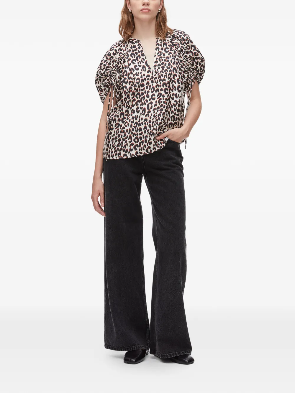  3.1 Phillip Lim Animal Print V-neck Top - Neutrals 
