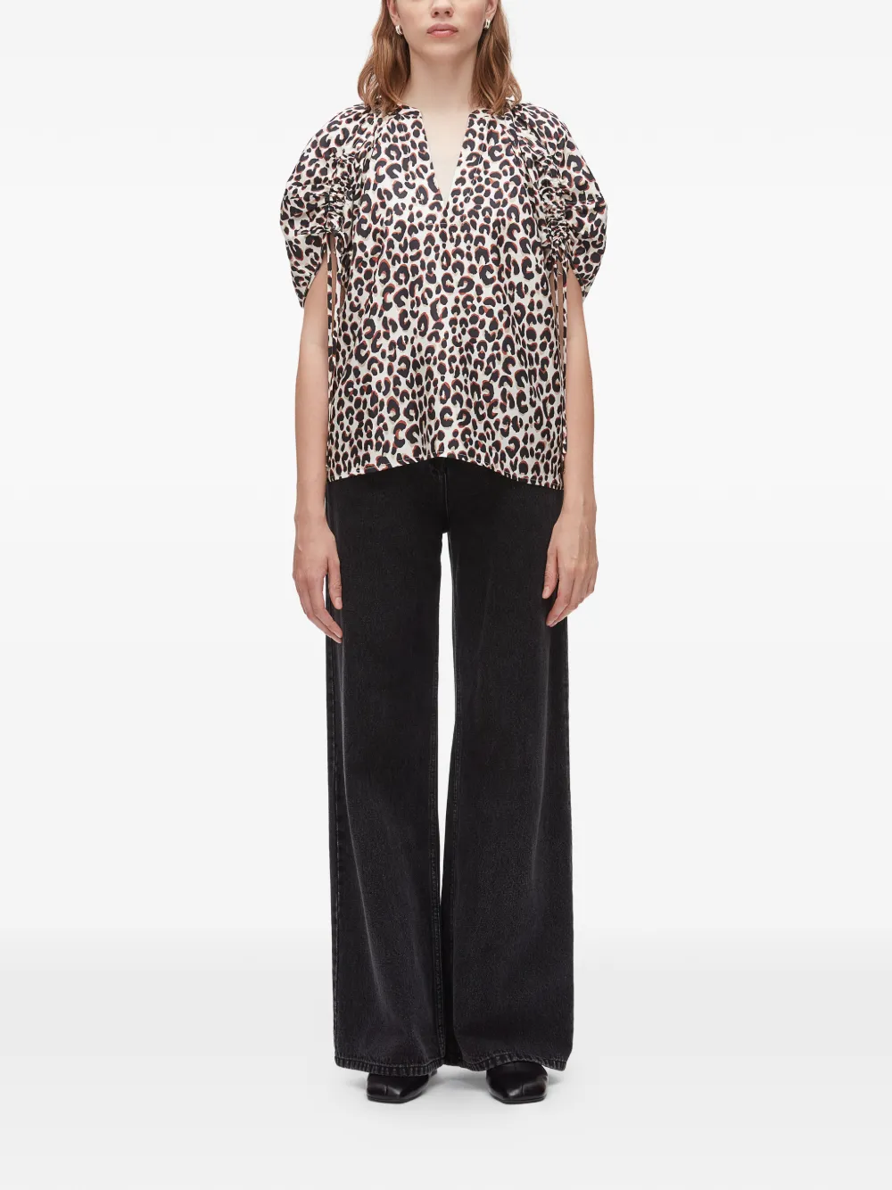  3.1 Phillip Lim Animal Print V-neck Top - Neutrals 