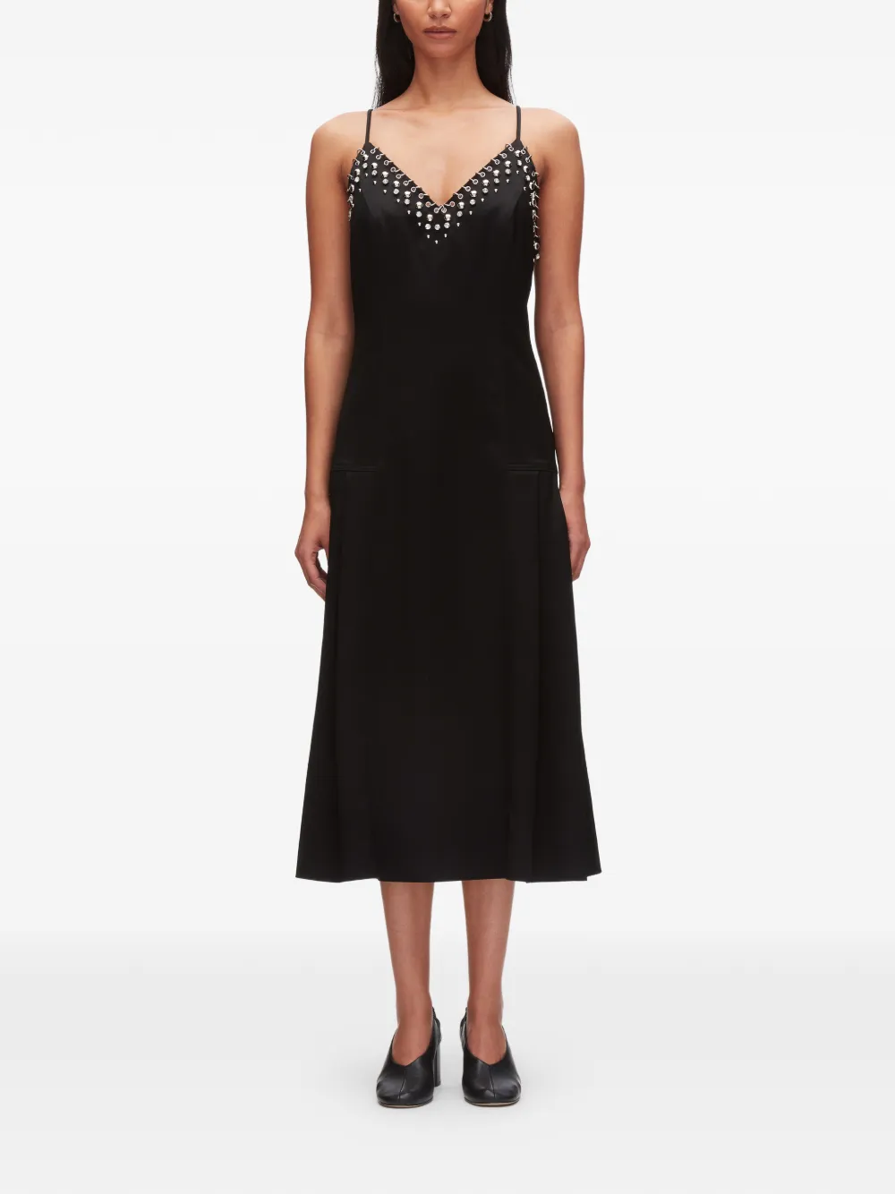 3.1 Phillip Lim Midi-jurk met V-hals Zwart