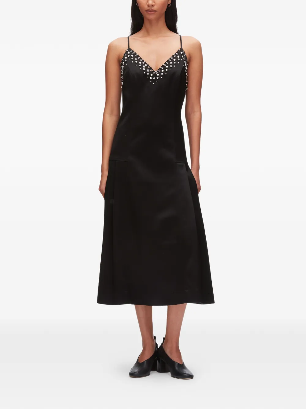 3.1 Phillip Lim Midi-jurk met V-hals Zwart