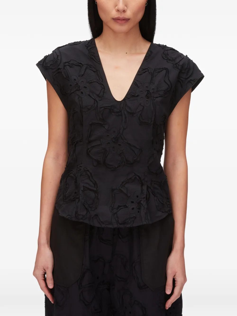 3.1 Phillip Lim Blouse met bloemenprint Zwart