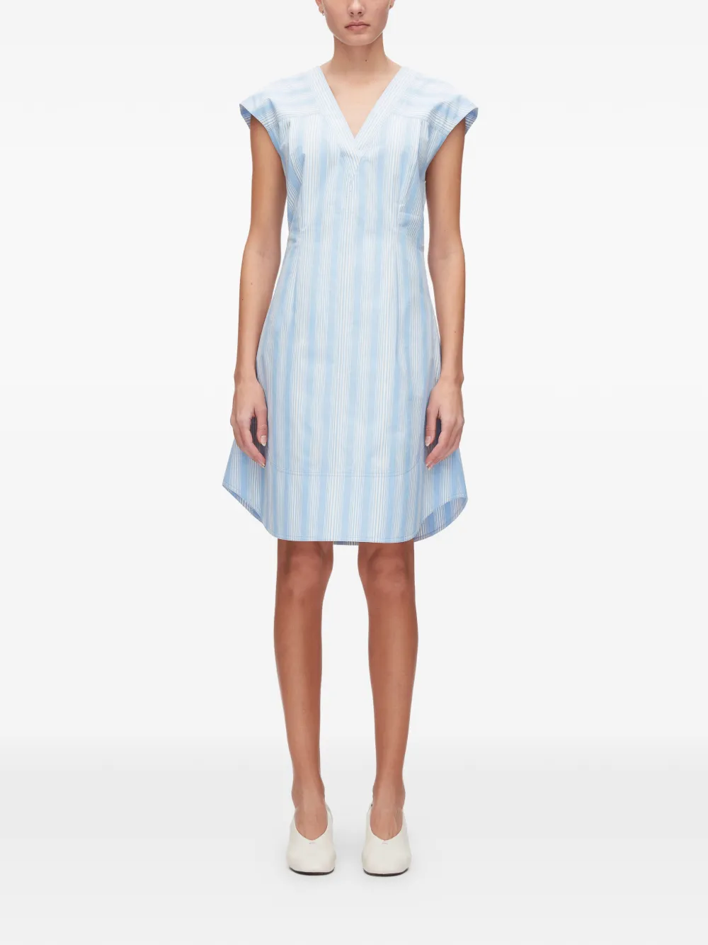 3.1 Phillip Lim Gestreepte mini-jurk met V-hals Blauw
